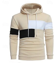baratos -Homens Moletom Preto Branco Bege Com Capuz Tecido Patchwork Desportos e Ar livre Casual Diário Roupa de rua Legal Roupa de Esporte Primavera & Outono Roupa Moletons Moletons