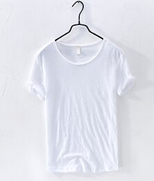 baratos -Homens Camiseta de algodão T-shirt Manga Curta Gola Redonda Verão Tecido Moda Designer Básico Estilo Clássico Férias Rua Para Noite Branco Preto Azul Top Tee para Homens