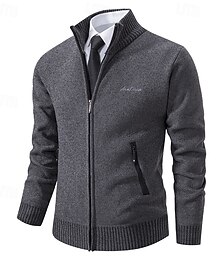 preiswerte -Herren Pullover Kleid Pullover Strickjacke Reißverschluss-Pullover Strickpullover Gerippt Stricken Normale Oberteile Gestrickt Gerippt Einfach Stehkragen Mode Schals Lässig Alltagskleidung Bekleidung