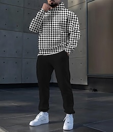 abordables -Hombre Bloque de color Pata de gallo 2 piezas Conjuntos de sudaderas 3D Chándal Sudadera con capucha Manga Larga Pantalones largos Con Capucha Casual / Diario Ropa Deportiva Impresión 3D Primavera