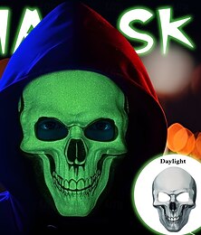 abordables -Crâne de squelette Halloween Masque Horreur Effrayant Fluorescent Visage Complet Adulte Homme Femmes Unisexe Halloween Carnaval Performance Soirée Déguisements d'Halloween faciles Se déguiser