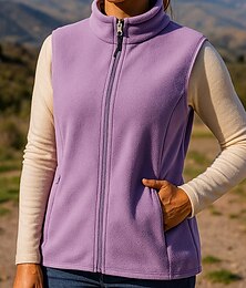 abordables -Mujer Chaleco polar Chaleco térmico Sin Mangas Chaleco Al aire libre Mantiene abrigado Invierno Cremallera Bolsillo Poliéster Negro Púrpula Claro Morado Caza Pesca Escalada