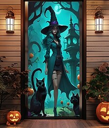 お買い得  -ハロウィンドアカバー扉タペストリー扉カーテン装飾背景ドアバナー玄関農家の休日パーティー屋内屋外装飾用品