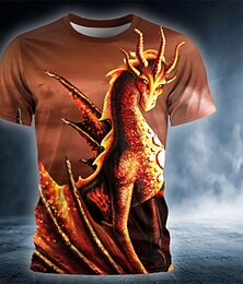 abordables -T-shirt pour hommes Dragon Devil de Sarah Richter t-shirt à manches courtes t-shirt à impression 3D chemise à col rond design exagéré artistique décontracté quotidien noir jaune rouge vêtements d'été