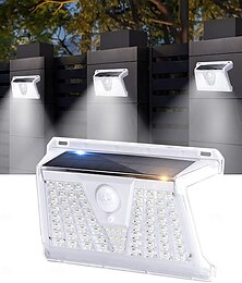 abordables -Luces solares Aigostar de 33 y 73 LED para exteriores con sensor de movimiento, 4 modos, impermeables, IP65, inalámbricas, para pared, jardín, garaje, balcón, escaleras y patio, 1 unidad.