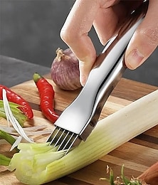 economico -Coltello da cucina in acciaio inox per cipolle verdi tritate, utensile da cucina per affettare senza sforzo i cipollotti, taglierina multilama per cipolle primaverili, porri ed erbe aromatiche, facile