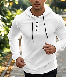 economico -Per uomo Felpa con cappuccio abbottonata Nero Bianco Cachi Grigio Azzurro Con Cappuccio Semplice Zip a un quarto Sport & Outdoor Casuale Quotidiano Streetwear Cool Abbigliamento Sportivo Primavera