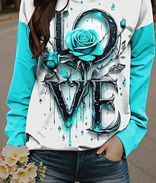 economico -Per donna Felpe Floreale Grafico Lettera Casual Manica Lunga Girocollo Top Regolari Streetwear Abbigliamento Quotidiano Stampato Rosso Blu Viola Arancione Verde Autunno Inverno