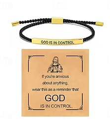 billige -Inspire-armbånd Gud har kontroll Elegant design med unike mønstre og bokstaver Justerbart ananastauarmbånd i rustfritt stål Gravert rør Enkelttråds flettet armbånd