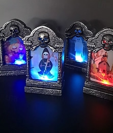 abordables -Lot de 3/6 pierres tombales à LED pour cimetière d'Halloween, lampe de cimetière à tête de mort, décoration d'Halloween, pierre tombale de cour d'Halloween, décoration de maison hantée effrayante