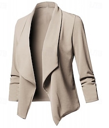 abordables -Mujer chaqueta Cómodo Transpirable Ajustado Moda Moderno Plano Trabajo Diario Regular Cuello Vuelto Ajuste regular Manga Larga Ropa de calle Negro Verde Trébol Caqui Primavera Otoño