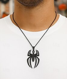 preiswerte -Herren-Halloween-Halskette mit Spinnenanhänger – Legierungsmaterial, leicht, minimalistischer Gothic-Stil, perfekt für Partys, Cosplay und Kostümzubehör für den Urlaub