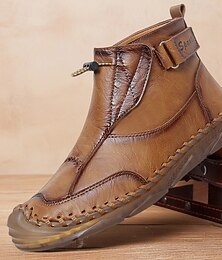 preiswerte -handgefertigte Herrenstiefeletten im Mokassin-Stil mit seitlichem Reißverschluss – Vintage-inspirierte Freizeitschuhe für Reisen, Autofahrten und Wochenendabenteuer