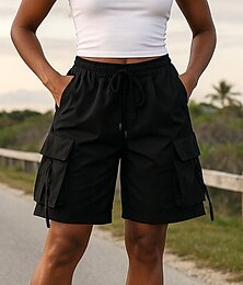 voordelige -Dames Hardloopshorts Cargoshorts Zak Trekkoord Hoge taille Kleding Onderlichaam Sportkleding Sportschool Training Sneldrogend Ademend Sportschooltraining Voor buiten Hardlopen Ruim Passend