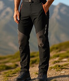 abordables -Hombre Pantalones para senderismo Pantalones de lluvia para senderismo Pantalones de protección Retazos Al aire libre Ajuste regular Impermeable Resistente al Viento Prendas de abajo Negro Camping
