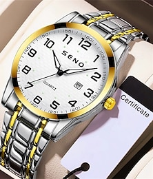 abordables -Mujer Hombre niños Relojes de cuarzo Lujo Esfera Grande Moda Negocios Luminoso Calendario IMPERMEABLE Correa de acero inoxidable Reloj