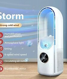 رخيصةأون -مروحة بدون شفرات 2025، مروحة سطح مكتب بدون شفرات، 6 سرعات، مروحة تبريد محمولة بدون شفرات للمكتب، مراوح صامتة، مرطب هواء، مكيف هواء
