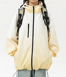 abordables -Mujer Chaqueta con capucha Mantiene abrigado Cómodo Cremallera Bolsillo Moda Gradiente de Color Exterior Vacaciones Cremallera Regular Con Capucha Ajuste regular Manga Larga Ropa de calle Amarillo