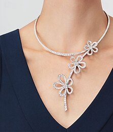 economico -Collana girocollo Zircone Strass Per donna Elegante Vintage Floreale Forma di Fiore Carino Matrimonio A Forma di Y Collana Per Matrimonio Feste Regalo