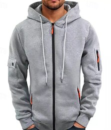levne -Pánské Kapuce Mikina s kapucí na zip Taktická mikina s kapucí Černá Námořnická modř Velbloudí Světle šedá Tmavě šedá Kapuce Bez vzoru Kapsy Sporty a outdoor Ležérní Denní Šik ven Chladný Sportovn