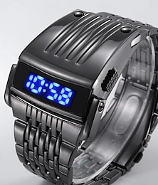 abordables -Relojes de lujo de moda Conception, reloj de pulsera de acero inoxidable para hombre con LED azul y rojo, dorado, negro y plateado.