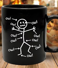 billiga -Rolig kaffemugg ow streckfigur smärtdiagram svart keramikmugg 11oz 330ml sarkastisk gag present till vänner kollegor vuxna