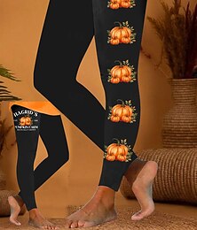 levne -Dámské Legíny prázdniny Vinobraní Módní Po kotníky Vysoký pasPantsHalloween Grafika Dýně Potisk Yumuşak Prodyšné Elastické Formální Venkovní Dovolená rýžově bílá Oranžová Hnědá Jaro Podzim Zima Slim
