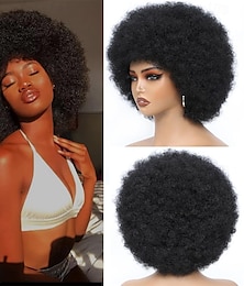 economico -Parrucche afro per donne nere, parrucca da discoteca anni '70 per donne, parrucche afro soffici, ricci naturali e rimbalzanti per uso quotidiano e per cosplay in costume.