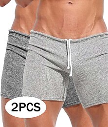 お買い得  -男性用 スウェットショーツ ショーツ バミューダショーツ ビーチショーツ 弾性ウエスト ドローストリング 平織り 履き心地よい スポーツ ショート アウトドア ヨガ カジュアル 旅行度假风 クラシック ホワイト+カーキ ホワイト+ダークグレー マイクロエラスティック