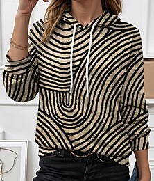 economico -Per donna Felpa con cappuccio Grafico Geometrico A righe Elegante Caldo Attivo Manica Lunga Con Cappuccio Top Regolari Streetwear Abbigliamento Quotidiano Casuale Stampato Marrone Primavera Autunno