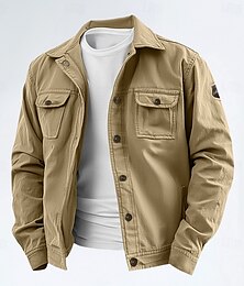 economico -Per uomo Giacca Cargo Giacca Tattica Giacca da Lavoro Casuale Uscire Giacca a Vento Tasca interna Primavera Autunno Semplice Moda Classico Colletto a Camicia Regolare Blu marino Cachi Verde militare