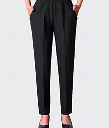 economico -Per donna Pantaloni Eleganti Streetwear Casual Lunghezza intera Naturale Semplice Tasca Elastico in vita Comodo Formale Ufficio Affari Nero Autunno Vestibilità regolare