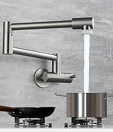 billige -Kjøkken Kran - Enkelt Håndtak Et Hull Nikkel Børstet / Rustfritt Stål standard Tut / Køkkenkran Vægmonteret Moderne Moderne Kitchen Taps
