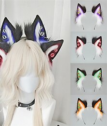 baratos -Tiara de demônio Cthulhu com orelhas de raposa, lobo e fera – acessórios para cosplay de Halloween, orelhas de fantasia punk sombria para festas, convenções e dramatizações