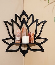 billiga -gör-det-själv flytande hylla, svart/vitt minimalistiskt lotus väggmonterat displayställ, förvaringshylla för ljusstakar, hörnhylla för heminredning (spik ingår ej)