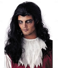 baratos -peruca preta de halloween para homens – peruca de fantasia de vampiro gótico, perfeita para cosplay & festa