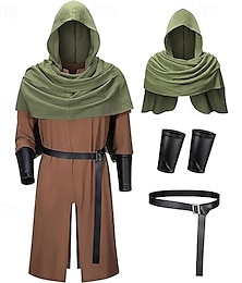 economico -Retrò Vintage Medievale Rinascimento Armatura Tunica Vichingo Cavaliere Celtico Ranger Per uomo Vichingo Halloween Carnevale Performance Feste LARP Adulti Body / Tutina Scialle Cintura