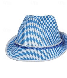 abordables -Hombre Sombrero de fieltro Sombrero de Oktoberfest Azul Tejido Moda Casual Calle Diario Plaid Filtro Solar Transpirable