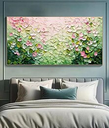 お買い得  -ミントゥラの手作りの抽象的な花の油絵、キャンバスの壁アートの装飾、モダンな抽象的な花の風景画、家の装飾用、ロールドフレームなし、未延伸の絵画