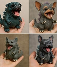 お買い得  -モンスター犬の樹脂製フィギュア、8×6×5cmの不気味な動物の像、家や庭の装飾、犬好きの方への不気味なハロウィンギフト