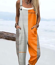 preiswerte -Damen Overall Aktiv Grafik Ärmellos Gerade Täglich Urlaub Lässiger Schnitt Gelb Rosa Orange Sommer