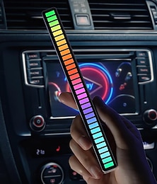 رخيصةأون -ضوء إيقاعي RGB مع خاصية تنشيط الصوت، شريط 32 LED للتحكم في الصوت، مؤشر مستوى الصوت، مقياس طيف الموسيقى، شاشة عرض صوتية