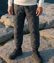 baratos -Homens Calças de moletom de lã Inverno Ao ar livre Normal Térmico / Quente Calças Com Cordão Cintura elástica Preto Cinzento Algodão Acampar e Caminhar Corrida S M L XL XXL