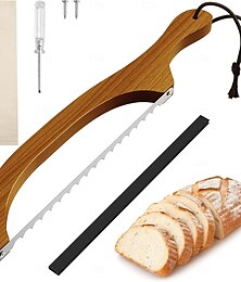 economico -Coltello per pane fatto in casa, con lama in noce e seghettata in acciaio inox ultra affilata, coltello per pane a lievitazione naturale per bagel, baguette e pagnotte rustiche - colore noce