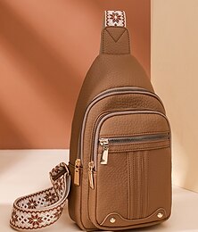 preiswerte -Wasserdichte Umhängetasche aus Kunstleder für Damen – lässige, leichte Umhängetasche mit multifunktionalen Taschen und breitem Schultergurt mit Ethno-Muster, perfekt für Reisen, Einkaufen und den Alltag