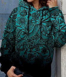 abordables -Mujer Sudadera con capucha Pullover Floral Graphic Cachemir Elegante Cálido Activo Manga Larga Con Capucha Tops regulares Calle Uso Diario Casual Estampado Rojo Morado Verde Trébol Primavera Otoño