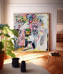 abordables -Pinturas al óleo hechas a mano, lienzo, arte de pared, decoración, moderno, abstracto, personaje, grafiti, arte callejero para sala de estar, decoración del hogar, pintura enrollada sin marco y sin