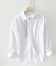 economico -Per uomo Camicia Camicia Estiva Camicia casual Camicia da Spiaggia Camicia con Bottoni Bianco Rosa Grigio Azzurro Manica Lunga Semplice Bavero Vacanza Camicia hawaiana Abbigliamento 100% Cotone Moda