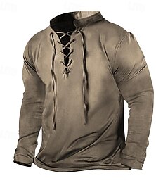 economico -Per uomo Maglia Nero Rosa Blu Verde Cachi Colletto Mao Semplice Allacciato Sport & Outdoor Quotidiano Ferie Poliestere Streetwear Essenziale Casual Primavera Autunno Abbigliamento Felpe con cappuccio