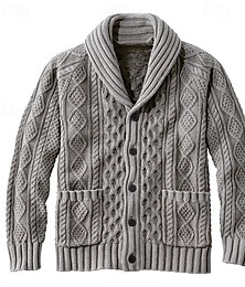 billige -Herre Genser Cardigan Genser Kabel Strikke Vanlige topper Knepp opp عادي Buet Ferie Mote Avslappet Dagligdagstøy Klær Vår & Vinter Rosa Rosa S M L